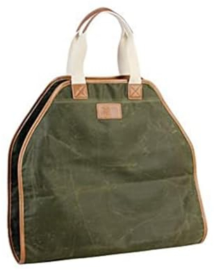 Tragetasche aus Segeltuch, robuste Holztasche, Kaminofen-Ersatzteile, Brennholzhalter mit Griffen für Camping, Armeegrün