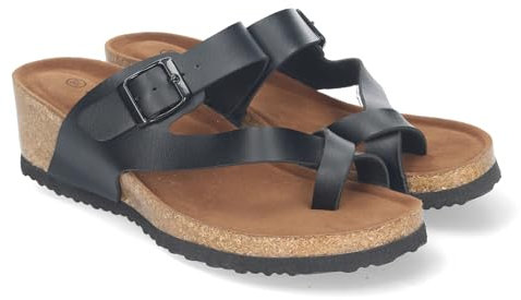 shoes&blues.es 83040 Sandalia de Cuna Bio, para Mujer, Comodas, con Pala Tipo Esclava, Talon Abierto y Cierre de Hebilla. Negro Talla 37