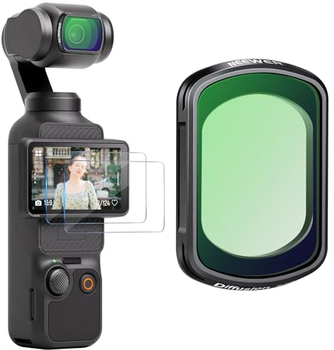 NEEWER Magnetischer Black Diffusion 1/4 Effektfilter, Kompatibel mit DJI OSMO Pocket 3 Creator Combo Zubehör, Action Kamera Verträumter Schwarzer Diffusion Filter, Filter Set mit 2 LCD Schutzfolien