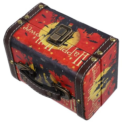 PLAFOPE Halloween Holz Aufbewahrungsbox Multifunktionale Kiste Für Süßigkeiten Und Schmuck Vintage Design Für Festlichkeiten Als Geschenkverpackung Und Dekoration