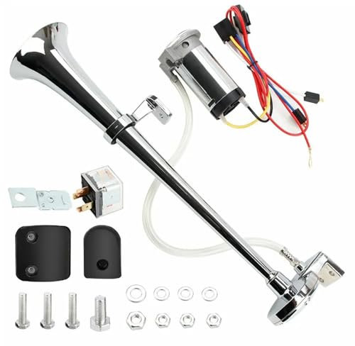 NEWFUN Tromba Camion 12v, Clacson 12v, Trombe Auto 12v, Tromba Nautica, 12V 150dB Air Horn, Rivestimento Elettroforetico Catodico, per Autocarri Auto Tricicli Barche Ecc (Compressore Incluso Nel Kit)