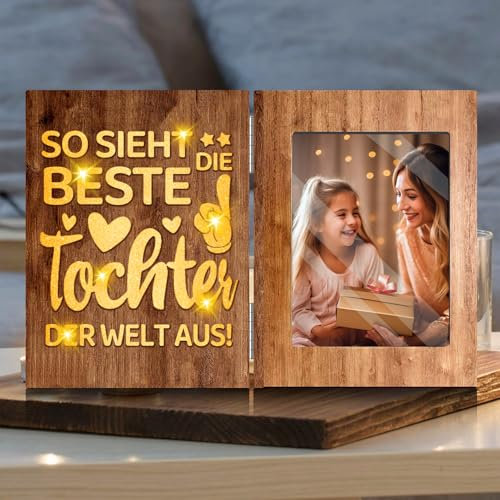 ZJZG Tochter Geschenke von Mama Papa, Geburtstagsgeschenk für Meine Tochter, 18 Geburtstag Mädchen, Personalisiert Led Bilderrahmen