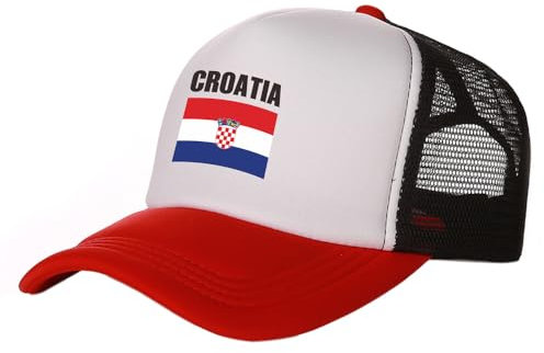 Kroatien-Trucker-Cap – Coole Baseballkappe Mit Länderflagge Für Herren, Unisex, Outdoor-Mesh-Netzkappen, Verstellbarer Hip-Hop-Streetstyle, Patriotischer Sonnenhut, Rot, Einheitsgröße