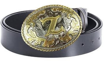 PYWJGZSX Herren Gürtel, Gürtel, Vintage Mode Western Gürtelschnalle Buchstabe Denim Gürtel, Jeans Gürtel/Z Black/110Cm/43.3''