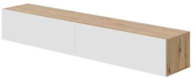 Mobelcenter, Mueble Salón TV Flotante Kaway, Acabado en Color Roble Nodi y Blanco Artik, Medidas: Ancho: 180 cm x Fondo: 34.5 cm x Alto: 28 cm (1511)