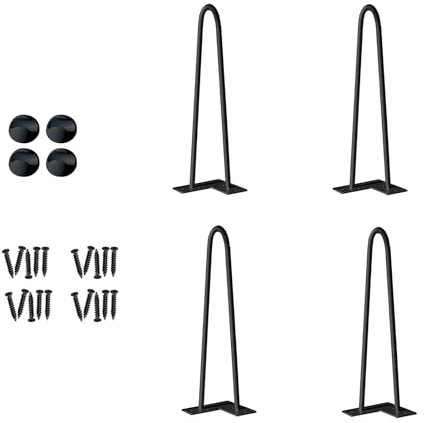 AufuN 4er Set Haarnadel Tischbeine 35cm Metall Hairpin Leg Austauschbare Tisch &Schrank Beine Haarnadelbeine Tischgestell aus Stahl mit Bodenschoner und Schrauben Verfügbar für Schreibtisch Esstisch