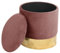 BDW Samt Pouffe GOLDEN | Fußhocker | Ablage für kleine Gegenstände | Modern | Velours Gepolstert | Deko-Pouf | Metallboden | Für das Wohnzimmer & Schlafzimmer (Rosa)