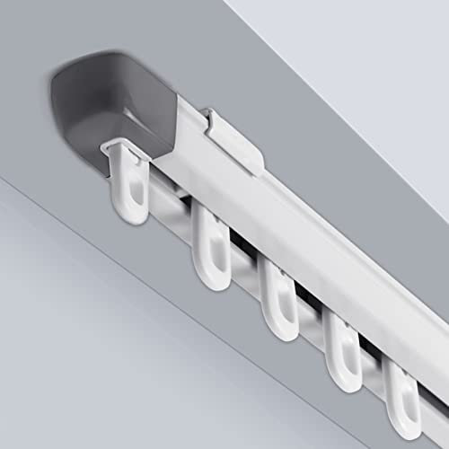 Extra dünne Deckenvorhangschiene, Teleskop-Raumteilerstange für Wohnzimmer/Hochbett/Dusche/Wohnmobil, Duschvorhangstangen-Set mit leisen Rollen und Haken, Tragkraft 10(Eine Farbe: 0,85 m–1,5 m