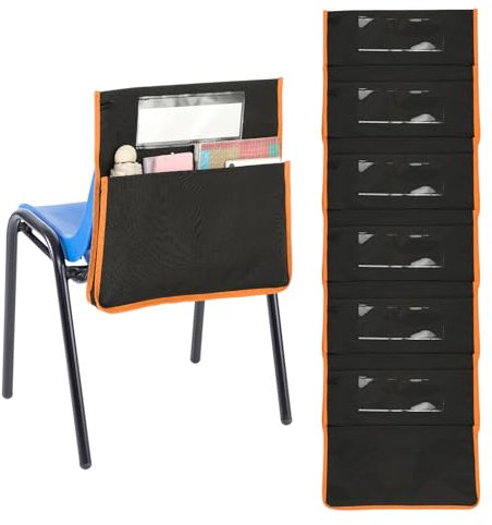 PATIKIL Orange Chair Pockets for Classroom, 12 Pack Classroom Chair Pockets Length 16.5 Width 15.4 Seat Pockets Sacks with Blank Name Slot for Classroom Chairs