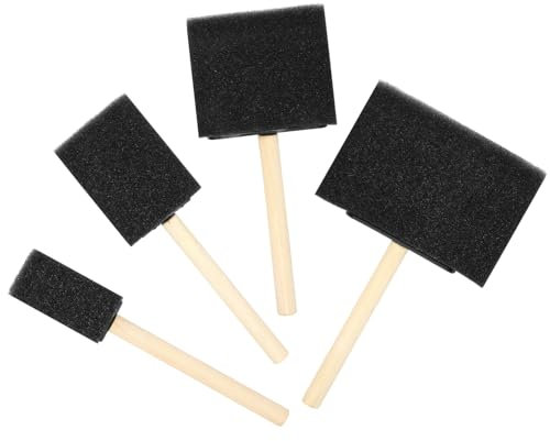 4 Pcs Foam Brushes Set, 4 Sizes for Painting, Wood Stain & Varnish, Multi-Purpose Sponge Brushes for Arts and Crafts