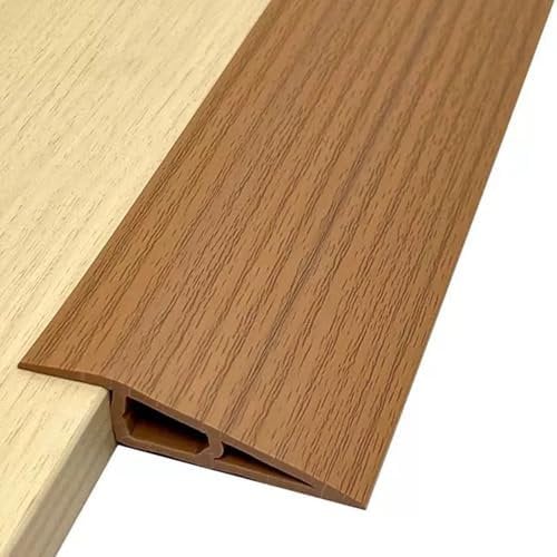 Rubber Threshold Ramp,1M x 7cm Self Adhesive Floor Transition Strip Floor Threshold Carpet Laminate Vinyl Flooring Tile Edging Trim Threshold Reducer for Floor Wheelchair, Brown Wooden Grain