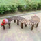 Yopappol Banc de Jardin en Bois 3 Places, mobilier de Jardin extérieur, bancs Demi-Ronds sans Dossier, Banc de Parc résistant aux intempéries avec Cadre en Bois Massif(Half Round)
