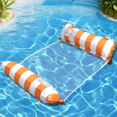 2Pcs Premium Schwimmmatte Wassermatratze für Erwachsene Perfekt für Pool See Strand Entspannung Sommer Spaß und Party, Schwimmmatratze, Luftmatratze Pool 130x70 cm (Orange)