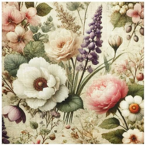 Viskose Leinen Stoff Floral ab 0,5m x 1,43m Kleiderstoff Dekostoff Sommer Motivwahl, Motiv:Blumen 3