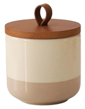 YYW Keramik Vorratsdose mit Bambusdeckel Silikonring Luftdichte Frischhaltedose mit praktischem Griff (Neu) | Ideal zur Aufbewahrung von Lebensmitteln (Small size)