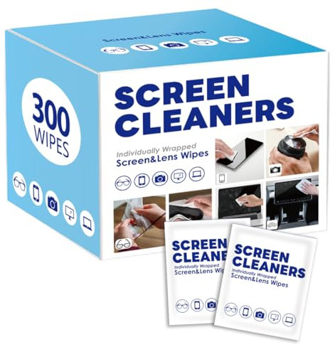 (300 PCS)Eyeglass Cleaning Wipes, Lens Cleaning Wipes, Screen Disposable Wipes, Audio & Video Lens Cleaners, Sunglasses Wipes, Mobile Phone Screen Wipes,Phone, Tablets & Computer Screen,Electronics