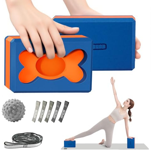 HAPBEAR 2 Bloques de yoga 22,8 x 15 x 7,6cm, Espuma EVA de Alta Densidad con Superficie Texturizada Antideslizante, Ideal para Estiramientos profundos y Ligera