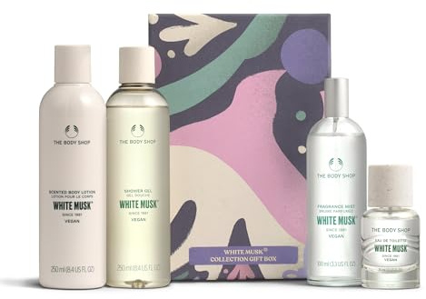 The Body Shop White Musk Collection Gift Set (Shower Gel 250ml + Body Lotion 250ml + Body Mist 100ml + Eau de Toilette 30ml), Festive Fragrance Collection with Fresh & Floral Musk, Vegan