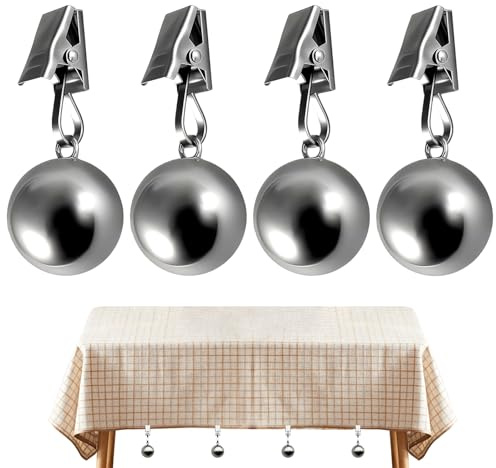 4 Pièces Poids Nappe de Table Exterieur 65 g, pour Nappes Drapeaux Mariages | Poids pour Nappe de Table avec Pinces, Attache Nappe de Table Exterieur Acier Inoxydable