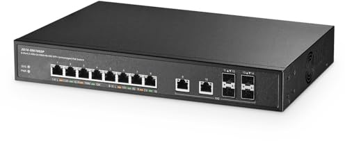 14-Port-10G POE Switch, 8x2,5G PoE IEEE8023af/at 120W,, 2x10G RJ45, 4x10G SFP+, unmanaged Binardat Ethernet-Switch aus Metall, Desktop/Rackmount für Gaming, NAS, kleine Unternehmen, Plug & Play