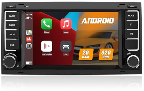 Junsun Android Radio für VW Touareg 2004-2011,Transporter T5 Multivan | 2004-2009 2GB+32GB with 7 zoll Touchscreen CarPlay, Android Auto, Bluetooth Navigtion Lenkradsteuerung