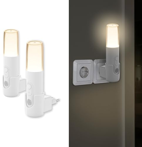 Northpoint LED Orientierungsleuchte mit Bewegungsmelder – Nachtlicht mit Induktionsladung, Taschenlampenfunktion, Dämmerungssensor & Notlicht – auch als mobile Taschenlampe nutzbar (Rund 2er-Set)