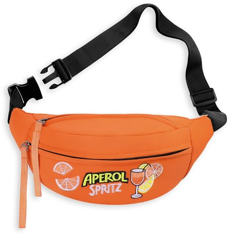 Seivunol Orange Bauchtasche Damen & Herren, Aperol Spritz Motiv-Stickerei | Spritzwassergeschützte Gürteltasche, Aperol Geschenk für Aperol-Liebhaber, Verstellbarer Brustbeutel für Party, Karneval