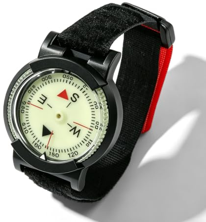 Tauchkompass, Handgelenk Kompass mit Hoher Genauigkeit, Armband Kompass für Navigation, Leuchtende Uhr Kompass für Outdoor Tauchen Camping Wandern, Wasserdichter