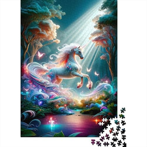Majestic Unicorn Jigsaw Puzzle for Adults 1000 Piece Puzzle Game Enchanted Forest Relaxing Focus Activity Home Decor 38x26cm/1000pcs