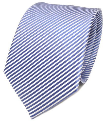 TigerTie Designer Seidenkrawatte in blau fernblau weiß gestreift