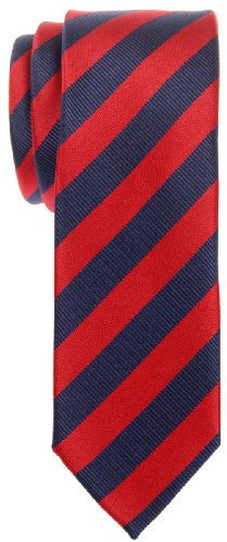 Retreez Herren Prämie Schmale Gewebte Krawatte Gestreifte 5 cm - marineblau und rot