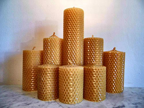 Norfolk Beeswax Company - Beeswax Pillar Candle Gift Set - 8 Beautiful Individual Handmade Candles