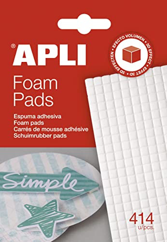 APLI 13814- Foam Pads, Adhesivos de espuma 3D precortados 5 x 5 x 3 mm, 414 u.