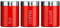 Kabalo Red Set of 3 Tea Coffee & Sugar Canisters Kitchen Storage Containers Jars Pots (10cm x 12cm each)