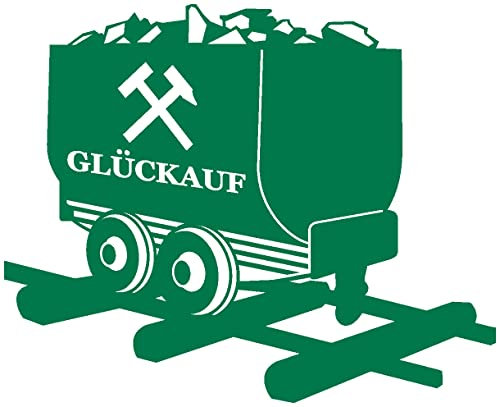 Samunshi® Glück Auf Lore Wandtattoo Gelsenkirchen Bottrop Ruhrpott Ruhrgebiet Schalke Oberhausen 40 x 32cm grün