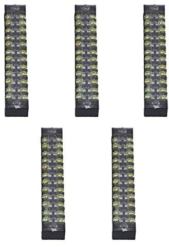 CNBTR 600V 15A 12 Position Double Row Screw Terminal Block Wire Connector Electric Barrier Strip Set of 5