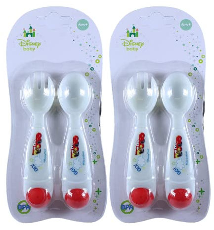 2 x Disney Baby - Disney Pixar Cars Lightning McQueen Fork and Spoon Cutlery Set