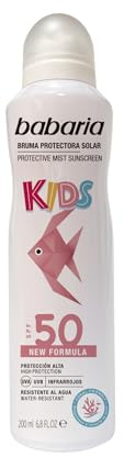 Babaria - Bruma Protectora Solar Infantil SPF50 UVA-UVB e Infrarrojos, Propiedades Hidratantes, Contiene Aloe Vera, Resistente al Agua, Vegano, Unisex - 200 ml