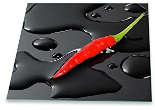 Herdabdeckplatte Abdeckung Ceranfeld Abdeckplatte Schneidebrett 1-Teilig 60x52 Chili Rot Spritzschutz Glasplatte Ceranfeldabdeckung Schutz für Kochplatten Herdschutz Sicherheitsglas Glasschneidebrett