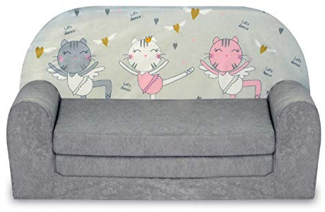 FORTISLINE – Kindersofa MINI ausklappbar 40x78x45cm - Kindersofa für Kinder 2in1 - Kindercouch ausklappbar - Schlafcouch aus Schaumstoff - Abnehmbarer Bezug - Viele Motive