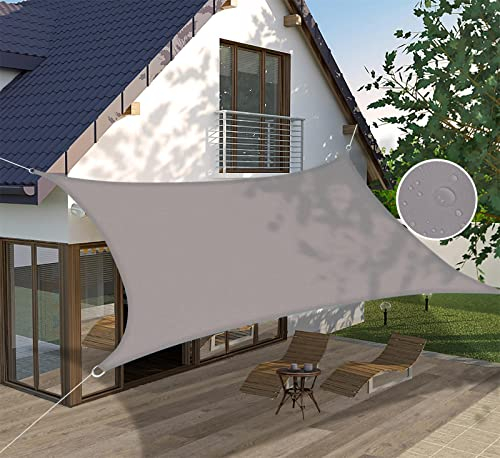 Ommda Sonnensegel Rechteckig Oxfordgewebe HDPE Wasserdicht UV Schutz 95% Sonnencreme Sonnenschutz Garten Balkon und Terrasse Grau 3x4m