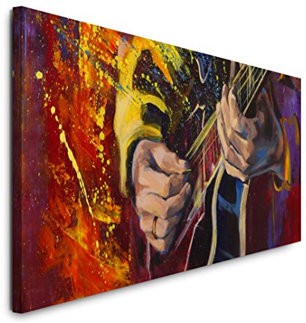 Paul Sinus Art GmbH Musiker Abstrakt 120x 50cm Panorama Leinwand Bild XXL Format Wandbilder Wohnzimmer Wohnung Deko Kunstdrucke