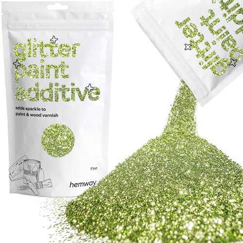 Hemway Glitter Paint Additive - Olive Green | Fine Metallic Flakes for Adding Sparkle to Paints & Wood Varnish | Add to Emulsion, Acrylic & Latex for Indoor Sparkly Walls | 100 g