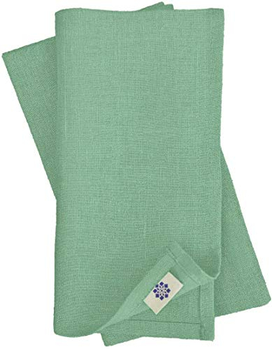 Linen & Cotton Hochwertige 4 x Stoffservietten/Servietten Stoff/Leinenservietten Hygge - 100% Leinen, Mint Grün (32 x 32cm) für Feiern Home Küche Esstisch Dekoration Abendessen Cafe Restaurant