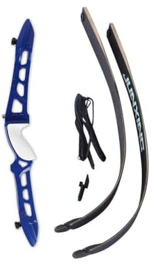 AMEYXGS Bogenschießen Recurve Bogen 68 Takedown Bogen 18-40lbs Langbogen zum Jagen und Schießen (Blau, 32lbs)