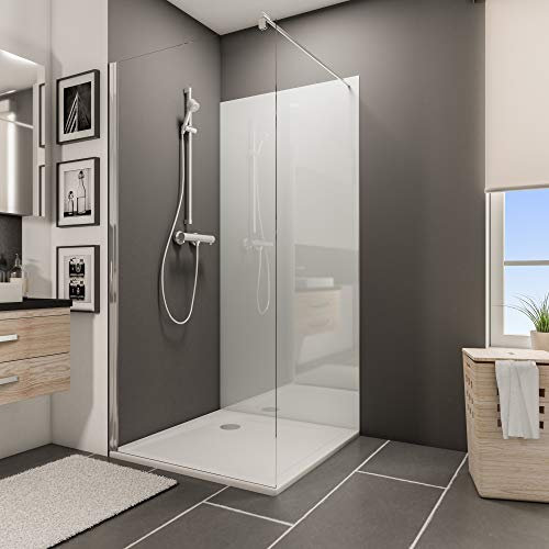 Schulte 1 panneau mural l.100 x h.210 cm, surface brillante 2.1 m², 3 mm épaisseur, revêtement pour salle de bain douche, resistant aux rayures, décor blanc, livré avec adhésif double face