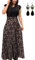 UUAISSO Sommerkleid Damen Lang mit Blüte Drucken Lang High Waist Elastische Strandkleider Maxikleider D-Leopard-Kurzarm L