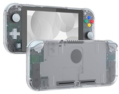 eXtremeRate Carcasa Transparente Compatible con Nintendo Switch Lite, Cubierta Completa de NSL Mando Portátil, Incluye Funda & Botones & Protector de Pantalla - Transparente