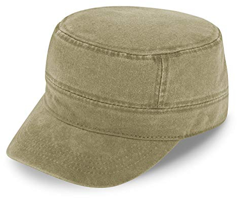 fiebig Army GI-Cap in Washed Cotton | Klassische Arbeitsmütze mit Klettverschluss | Militär Outdoor Kappe aus Baumwolle (One Size, Beige)