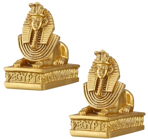 Kisangel Sphinx-Figuren, Kunstharz, ägyptische Gottesstatue, für den Schreibtisch, Mythologie, Pharao, Dekoration, Ornamente (Gold), 2 Stück